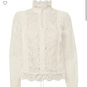 See by Chloe Lace Panel Victorian Lace Blouse, FR 36